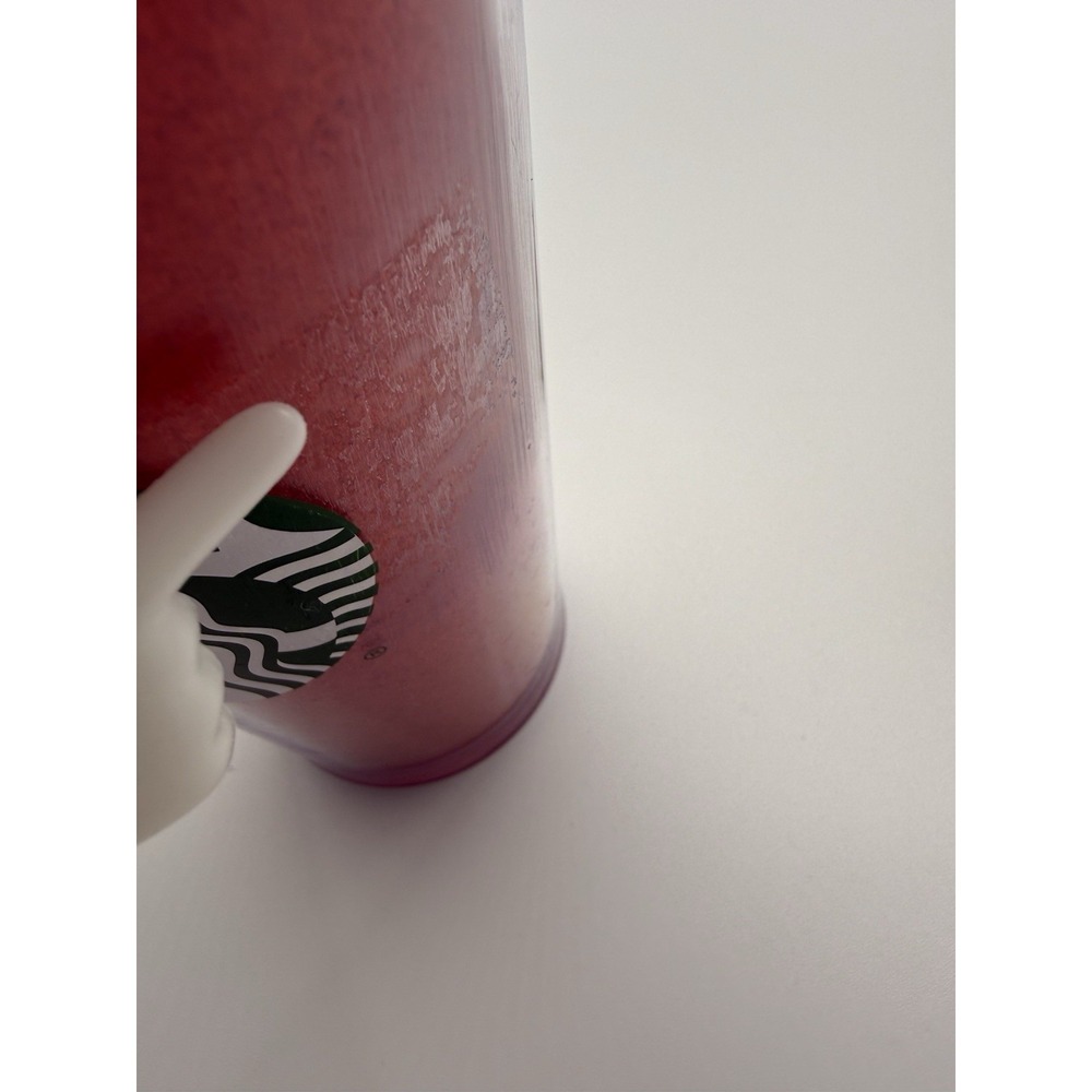 Starbucks Red Glitter Christmas Tumbler BPA free Green Stripe Straw 16 oz - Picture 4 of 11
